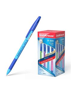 Erichkrause Stylo à bille R-301 Neon Stick&Grip 0.7 - Corps Hexagonal Translucido - Zona de Agarre de Goma - Pointe de 0.7mm - E
