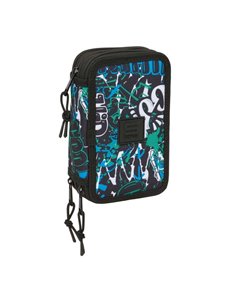 Safta Graffiti Go Plumier de 3 Pisos - 37 Piezas - 1.3L - Goma - Crayon - Boligrafos - Sacapuntas - Reglas - 16 Couleurs - 14 Fe
