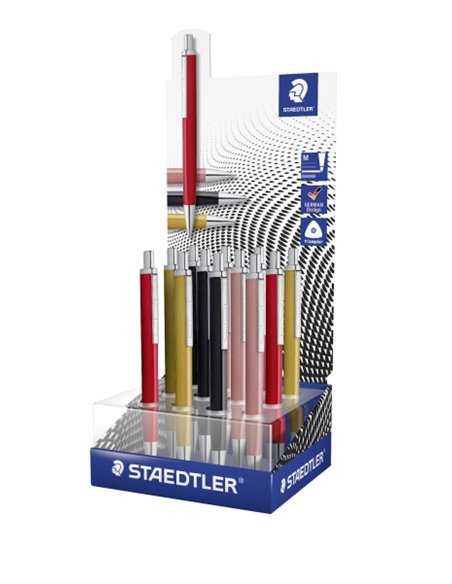 Staedtler Triplus Présentoir Avec 12 Boligrafos Retractiles - Encre Bleu - Ancho de Linea M - Couleurs assorties