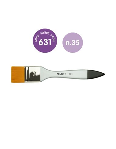 Milan 631 Premium Synthetic Paletina de 35mm - Pelo Sintetico - Mango de Bois Barnizada - Couleur Argent