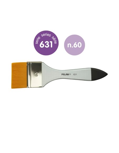 Milan 631 Premium Synthetic Paletina de 60mm - Pelo Sintetico - Mango de Bois Barnizada - Couleur Argent