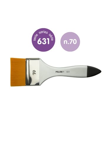 Milan 631 Premium Synthetic Paletina de 70mm - Pelo Sintetico - Mango de Bois Barnizada - Couleur Argent