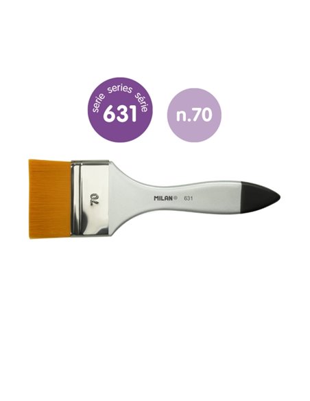 Milan 631 Premium Synthetic Paletina de 70mm - Pelo Sintetico - Mango de Bois Barnizada - Couleur Argent