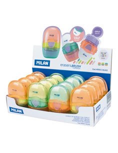 Milan Capsule New Look Présentoir Avec 16 Gomas de Borrar Avec Cepillo - Couleurs assorties