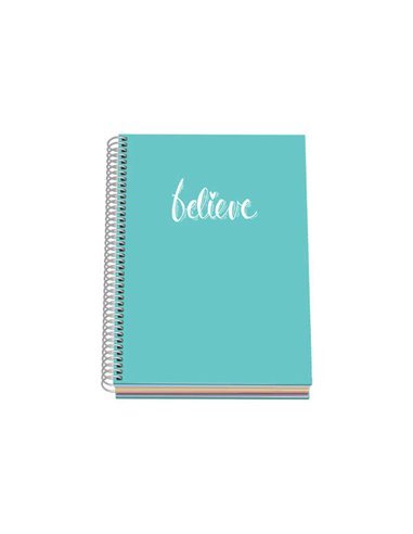 Dohe Serie Pastel Cahier Avec Spirale - Taille A5 de 100 Feuilles 90gr - Feuilles Microperforadas Avec 2 Taladros - Cuadricula 5