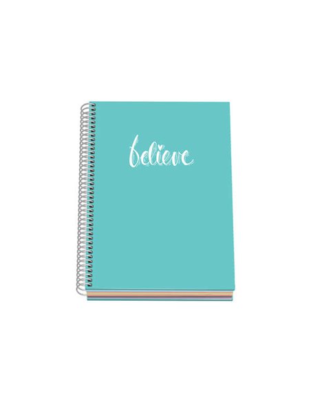 Dohe Serie Pastel Cahier Avec Spirale - Taille A5 de 100 Feuilles 90gr - Feuilles Microperforadas Avec 2 Taladros - Cuadricula 5
