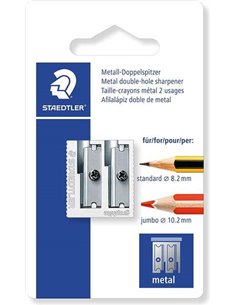 Staedtler Sacapuntas Metalico Avec Cuchilla de Metal - Angulo de Afilado de 23° et 30º - 2 Agujeros