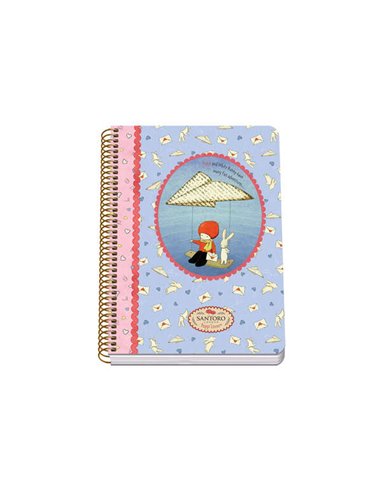 Dohe Santoro Poppi Loves Messenger Cahier Spirale Couvercle Rigida - Taille A5 de 80 Feuilles 90gr - Feuilles Avec Cuadricula 4m