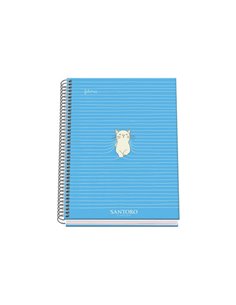 Dohe Santoro Felines Cahier Spirale Couverture rigide - Taille A5 de 100 Feuilles 90gr - Feuilles Microperforadas Avec 2 Taladro