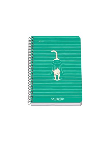 Dohe Santoro Felines Cahier Spirale Couvercle Rigida - Taille A5 de 80 Feuilles 90gr - Feuilles Avec Cuadricula 4mm