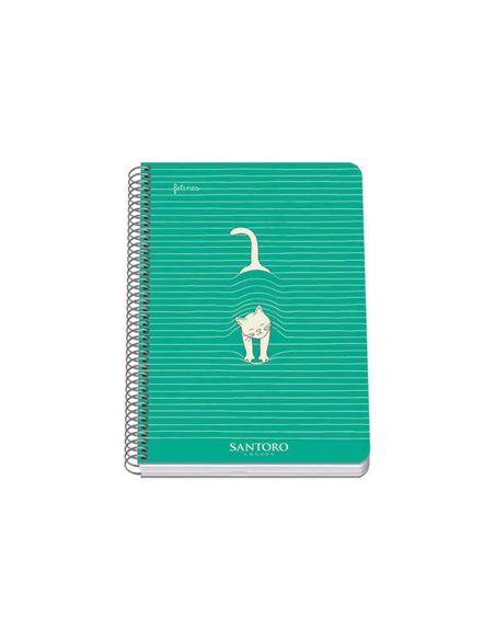 Dohe Santoro Felines Cahier Spirale Couvercle Rigida - Taille A5 de 80 Feuilles 90gr - Feuilles Avec Cuadricula 4mm