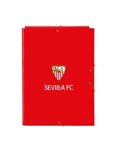 Safta Sevilla FC Chemise Avec 3 Solapas - Tapas Duras Forradas - Format Folio - Fermeture Avec Gomas - 260x25x335mm - Couleur Ro