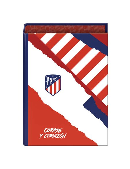 Dohe Atletico de Madrid Coraje et Corazon Chemise de 4 Anillas Format Folio - Cubierta de Carton Forrado - Anillas Niqueladas de