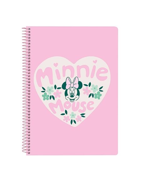 Safta Minnie Mouse Minty Carnet Avec Spirale - Format Cuarto - 80 Feuilles de Papier 80g/m2 - Cuadriculas 4x4mm - Tapas Duras Gl