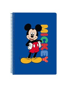 Safta Mickey Mouse Today Carnet Avec Spirale - Format Cuarto - 80 Feuilles de Papier 80g/m2 - Cuadriculas 4x4mm - Tapas Duras Gl