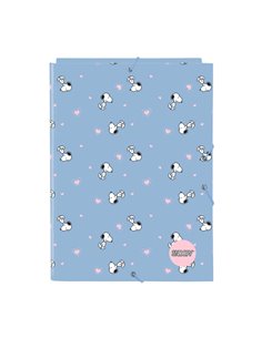 Safta Snoopy Chemise Avec 3 Solapas - Tapas Duras Forradas - Format Folio - Fermeture Avec Gomas - 260x25x335mm - Couleur Bleu