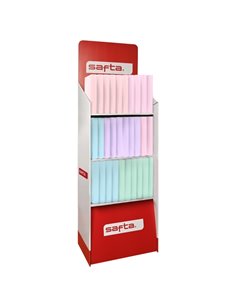 Safta Présentoir de Papeleria - Capacité de 335.4 Litros - Carton Reciclado - Ecologico - 3 Estantes - 600x380x1900mm - Couleurs