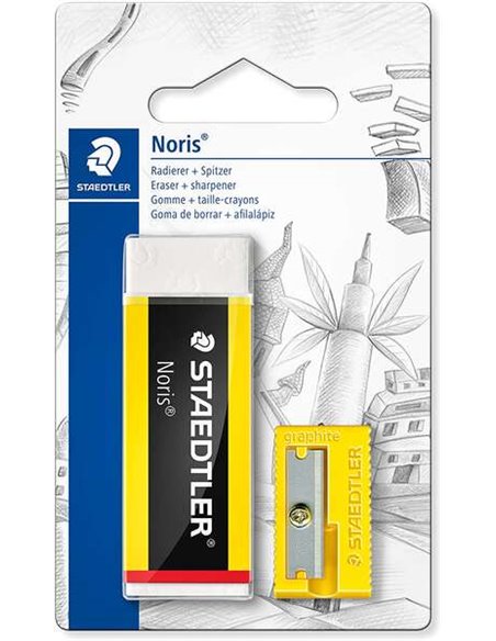 Staedtler Noris 526 Pack de 1 Goma de Borrar de Plastico + 1 Sacapuntas de Plastico