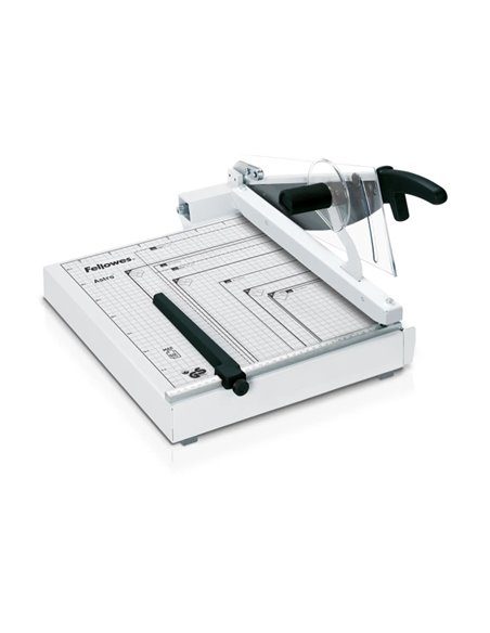 Fellowes Astro Guillotina de Papier - Format A4 - Base Metalica - Protector Transparent - Corte Réglable - Seguro Automatico - C