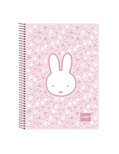 Safta Miffy Flores Cahier Spirale - Format Cuarto - 80 Feuilles Cuadriculado 4x4mm - Papier 80g/m2 - Tapas Duras - 155x10x220mm 