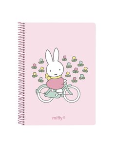 Safta Miffy Flores Cahier Spirale - Format A6 - 120 Feuilles - 118x146mm - Couleur Rose