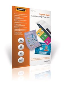 Fellowes Admire Pack de 25 Fundas Pour Plastificar - Format A4 - Efecto Mate Antirreflejos - 80 micras - Transparent