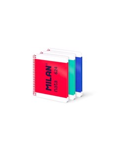 Milan Nata 624 Pack 3 Cuadernos A5 Avec Spirale - Papier à Lineas de 7mm - 80 Feuilles de 95g - Couverture rigide - Couleurs ass