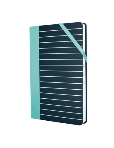 Milan Paperbook Stripes Carnet Mediana - Cuadriculado - 208 Feuilles de 80g - Fermeture Élastique - Couleur Noir