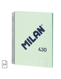 Milan 430 Since 1918 Cahier A4 Avec Spirale - Feuilles Blancas - 80 Feuilles de 95g - Couverture rigide - Couleur Menta
