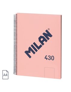 Milan 430 Since 1918 Cahier A4 Avec Spirale - Feuilles Blancas - 80 Feuilles de 95g - Couverture rigide - Couleur Rose
