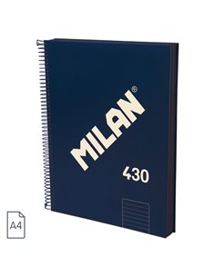 Milan 430 Since 1918 Cahier A4 Avec Spirale - Papier à Lineas de 7mm - 120 Feuilles de 95g - Couverture rigide - Couleur Bleu