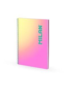 Milan Sunset Cahier Spirale Format A4 Cuadricula 5x5mm - 90 Feuilles de 95 gr/m2 - Microperforado, Bandas de Couleur et 4 Taladr