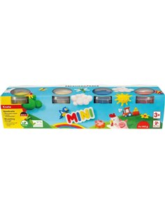 Eberhard Faber Mini Kids Pack Avec 4 Botes 140gr de Pasta de Modelar - 97% Ingredientes Naturales - Couleurs Blanc, Jaune, Rouge