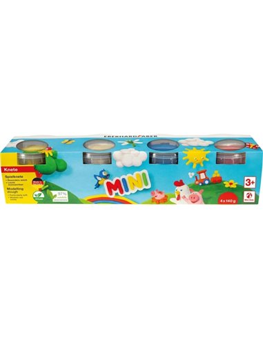 Eberhard Faber Mini Kids Pack Avec 4 Botes 140gr de Pasta de Modelar - 97% Ingredientes Naturales - Couleurs Blanc, Jaune, Rouge