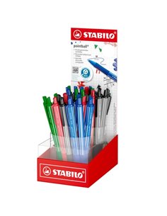 Stabilo Pointball Colorful Présentoir Avec 38 Boligrafos Retractiles - Trait 0.5mm - Hechos Avec 87% Bioplastico - Grip Antidéra