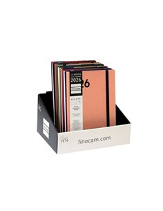Finocam Dynamic Mara Présentoir Avec 14 Agendas Surtidas - Annuel 2026 - Couverture souple - Fermeture Avec Goma Élastique - For