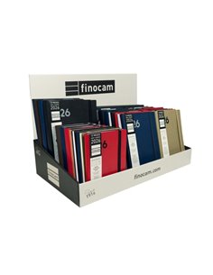 Finocam Dynamic Mara Présentoir Avec 37 Agendas Surtidas - Annuel 2026 - Couverture souple - Fermeture Avec Goma Élastique - Cou