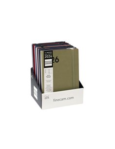 Finocam Dynamic Mara Présentoir Avec 10 Agendas Surtidas en Catalan - Annuel 2026 - Couverture souple - Fermeture Avec Goma Élas