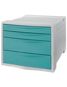 Esselte Colour'Breeze Buc de 4 Cajones - 2 Dimensions de Cajon - Deslizamiento Doux - Base Avec Goma Antidérapant - Couleur Gris