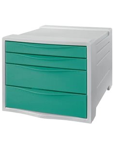 Esselte Colour'Breeze Buc de 4 Cajones - 2 Dimensions de Cajon - Deslizamiento Doux - Base Avec Goma Antidérapant - Couleur Gris