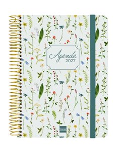Finocam Cloe Agenda de Spirale en Catalan - 16 Meses - Semaine sur 2 pages Horizontal - Format E10 - 155x212mm - Couverture rigi