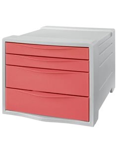 Esselte Colour'Breeze Buc de 4 Cajones - 2 Dimensions de Cajon - Deslizamiento Doux - Base Avec Goma Antidérapant - Couleur Gris