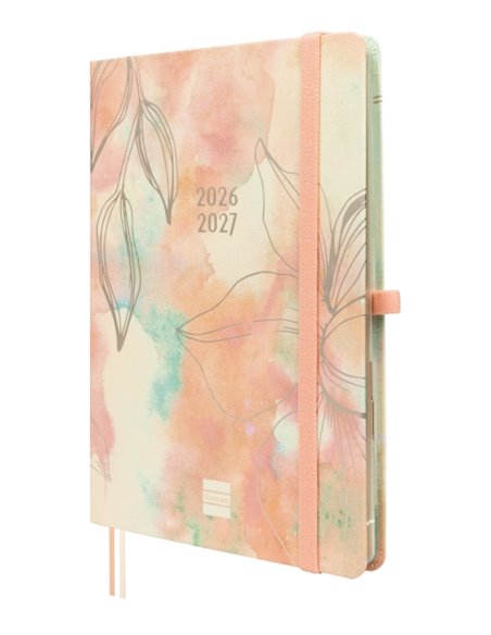 Finocam Minimal Agenda de Couverture rigide Internacional - 18 Meses - Semaine sur 2 pages Horizontal - Format M5 - 140x190mm - 