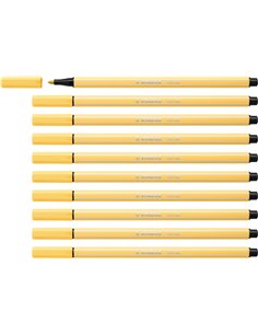 Stabilo Pen 68 Feutre de Pointe de Fibre - Trait de 1mm aprox. - Encre Avec Base de Eau - Couleur Jaune Clair