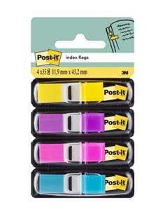 Post-It Index Pack de 4 Dispensadores Avec 35 Marcadores de Indice Reposicionables - Forma Rectangulaire - Couleurs assorties