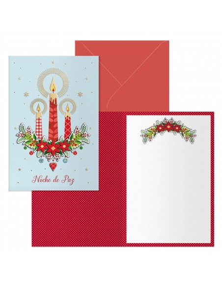 Dohe Candel Pack de 6 Tarjetas de Felicitacion Navideña Avec Sobre - Taille Fermée 11.5x17cm, Ouverte 23x17cm - Papier Offset - 