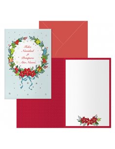 Dohe Holly Pack de 6 Tarjetas de Felicitacion Navideña Avec Sobre - Taille Fermée 11.5x17cm, Ouverte 23x17cm - Papier Offset - I