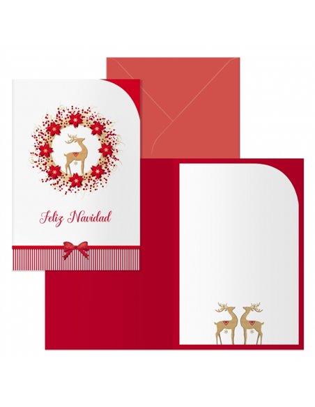Dohe Saami Pack de 6 Tarjetas de Felicitacion Navideña Avec Sobre - Taille Fermée 11.5x17cm, Ouverte 23x17cm - Papier Offset - I