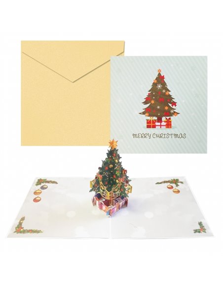 Dohe Christmas Tree Carte 3D de Felicitacion Navideña Avec Sobre - Taille 15x15cm - Impresas à todo Couleur