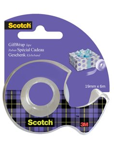 Scotch Giftwrap Ruban Adhesiva Satinada 19mm x 6m - Especial Pour Envolver Regalos - Comprend Dispensador - Couleur Transparent
